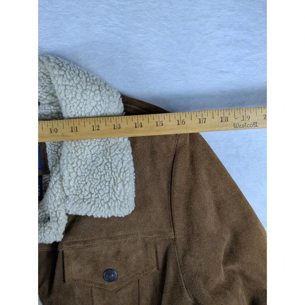 Vintage Gap Suede Sherpa Lined Front Snap Mid Length Coat Penny Lane Boho (Read)